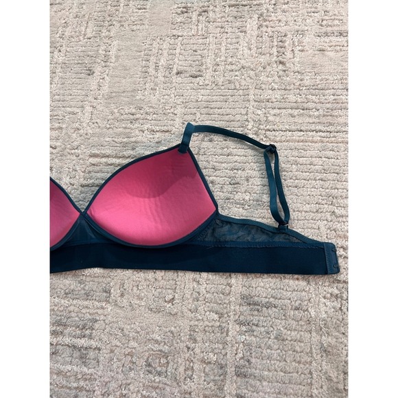 Victoria's Secret PINK Teal Logo Print Wireless Bralette Comfort Bra 34B - Picture 12 of 12
